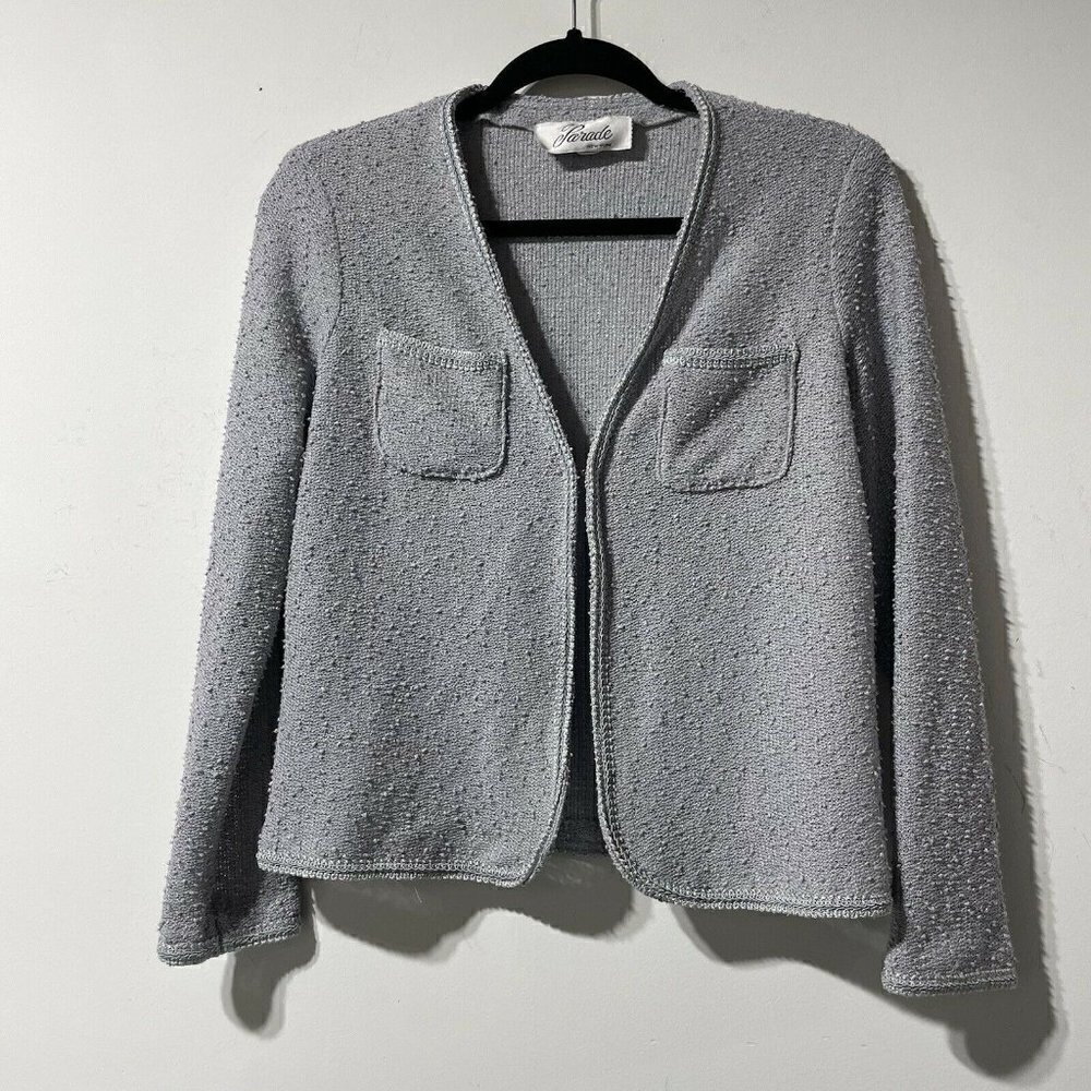Vintage Union Made Grey Boucle Cardigan Size 12 Made in USA